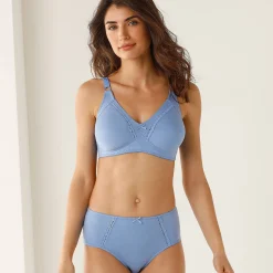 Beha<Blancheporte Omhullende beha in katoen zonder beugels - set van 2 blauw + parma