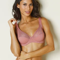 Beha<Confidence Lingerie Omhullende beugelbeha Tropea, effen en met bloemenprint - set van 2 grenadine + zwart