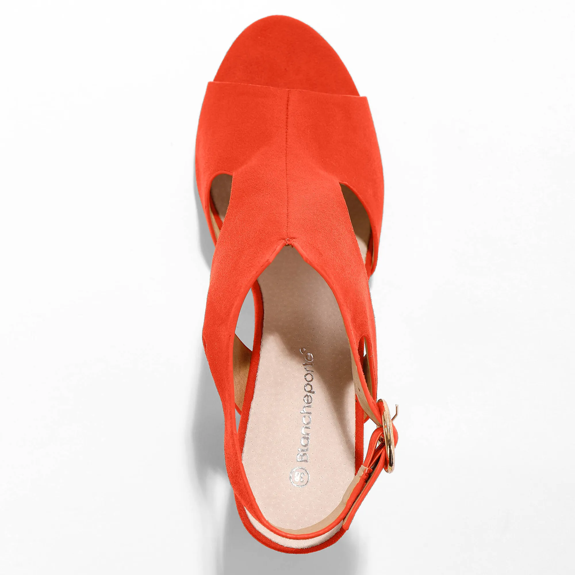 Sandalen En Espadrilles|Schoenen<Blancheporte Omhullende sandalen met houten hak oranje