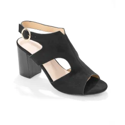 Sandalen En Espadrilles|Schoenen<Blancheporte Omhullende sandalen met houten hak zwart