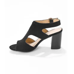 Sandalen En Espadrilles|Schoenen<Blancheporte Omhullende sandalen met houten hak zwart