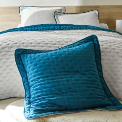 Deken En Bedsprei|Deken, Boutis En Bedsprei<Blancheporte Omkeerbaar deken in gematelasseerde microvezel/sherpa pauwblauw