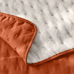 Deken En Bedsprei|Deken, Boutis En Bedsprei<Blancheporte Omkeerbaar deken in gematelasseerde microvezel/sherpa terracotta