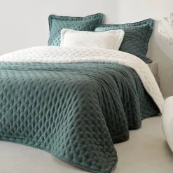 Deken En Bedsprei|Deken, Boutis En Bedsprei<Blancheporte Omkeerbaar deken in gematelasseerde microvezel/sherpa eucalyptus