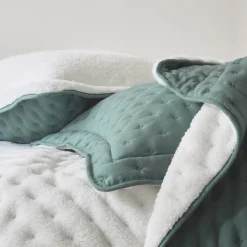 Deken En Bedsprei|Deken, Boutis En Bedsprei<Blancheporte Omkeerbaar deken in gematelasseerde microvezel/sherpa eucalyptus