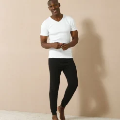 Ondergoed<Thermoperle Ondergoed T-shirt voor heren, V-hals en korte mouwen, zachte warmte - set van 2 wit