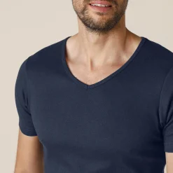 Ondergoed<Thermoperle Ondergoed T-shirt voor heren, V-hals en korte mouwen, zachte warmte - set van 2 marine