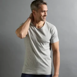 Ondergoed<Thermoperle Ondergoed T-shirt voor heren, V-hals en korte mouwen, zachte warmte - set van 2 grijs