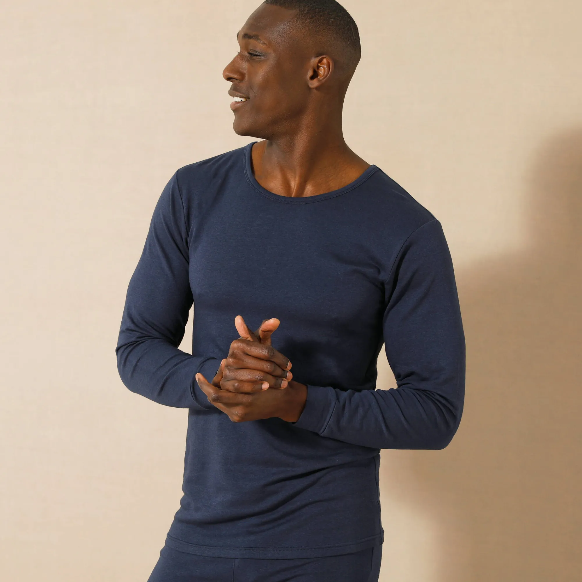 Ondergoed<Thermoperle Ondershirt met ronde hals, lange mouwen, matige warmte - set van 2 marine
