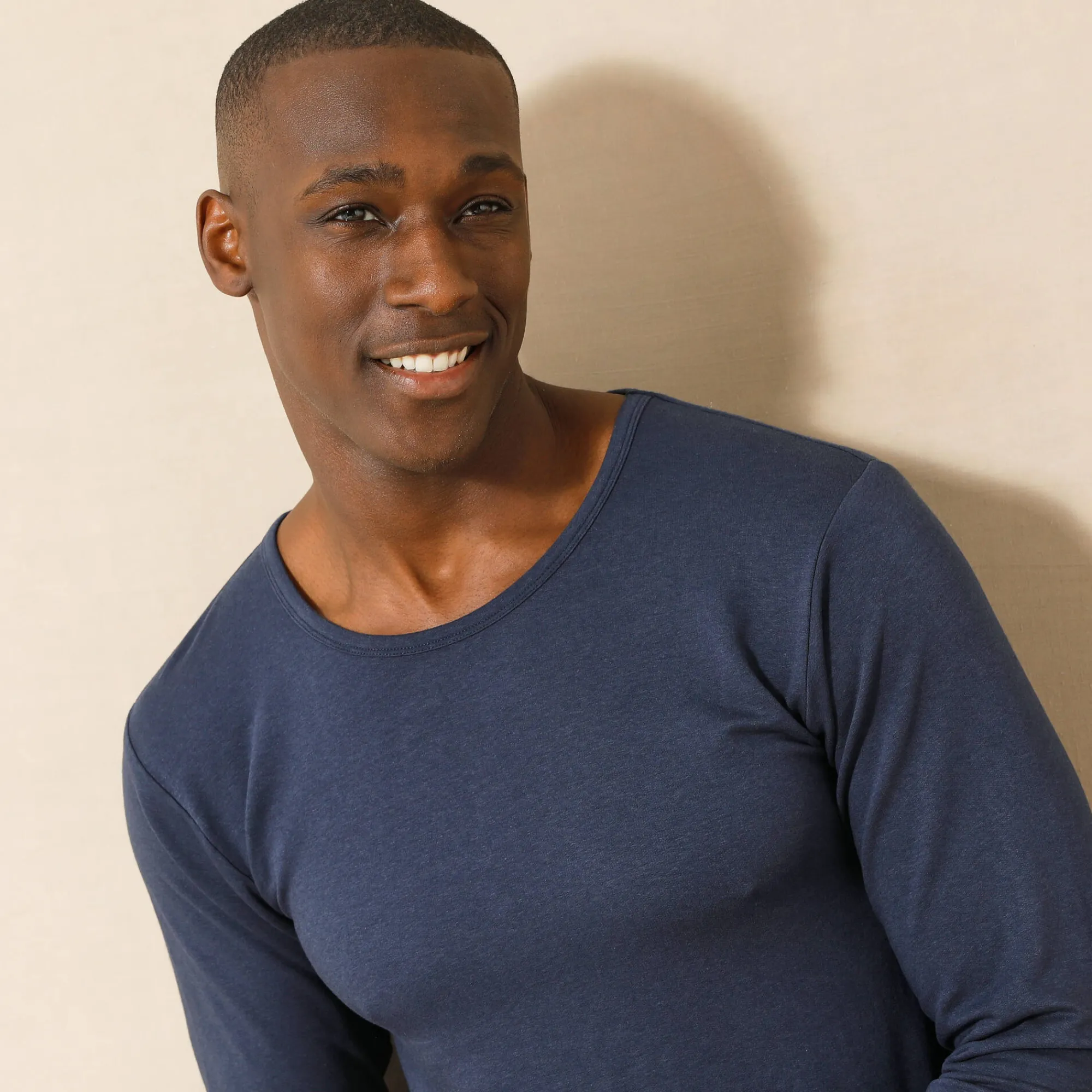 Ondergoed<Thermoperle Ondershirt met ronde hals, lange mouwen, matige warmte - set van 2 marine