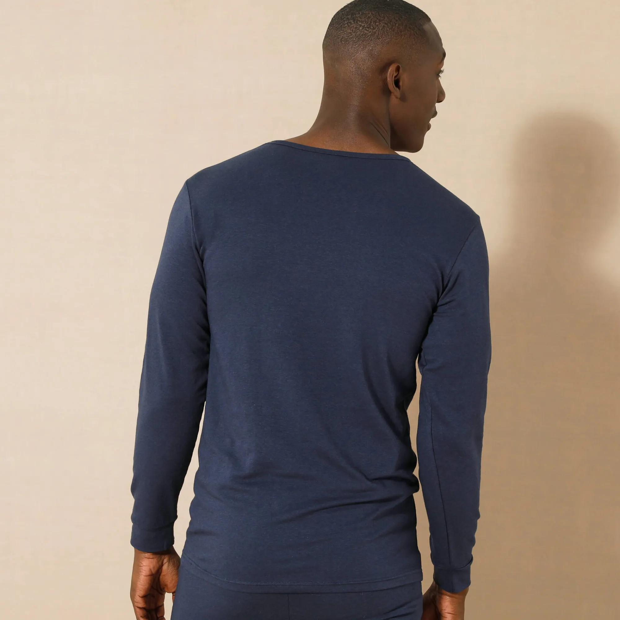 Ondergoed<Thermoperle Ondershirt met ronde hals, lange mouwen, matige warmte - set van 2 marine