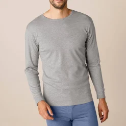 Ondergoed<Thermoperle Ondershirt voor heren, met ronde hals en lange mouwen, intense warmte - set van 2 chiné grijs