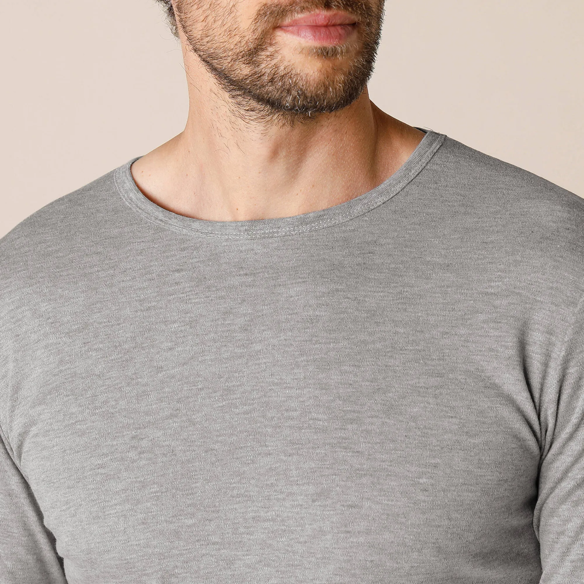 Ondergoed<Thermoperle Ondershirt voor heren, met ronde hals en lange mouwen, intense warmte - set van 2 chiné grijs