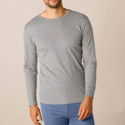 Ondergoed<Thermoperle Ondershirt voor heren, met ronde hals en lange mouwen, intense warmte - set van 2 chiné grijs
