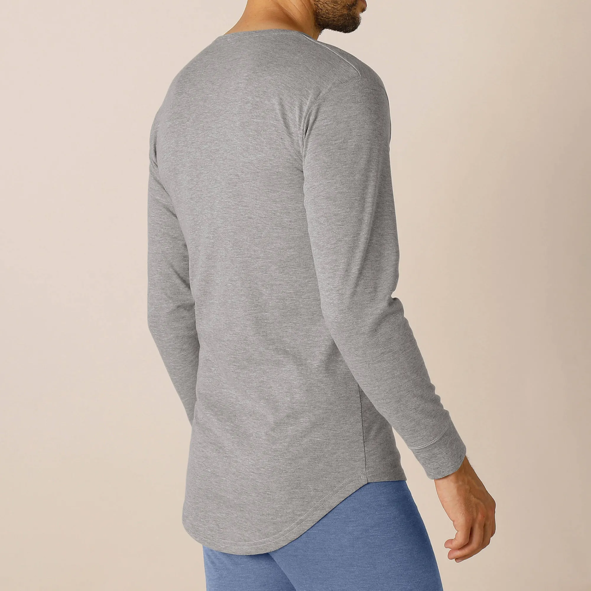 Ondergoed<Thermoperle Ondershirt voor heren, met ronde hals en lange mouwen, intense warmte - set van 2 chiné grijs