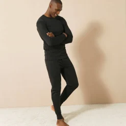 Ondergoed<Thermoperle Ondershirt voor heren, met ronde hals en lange mouwen, intense warmte - set van 2 zwart