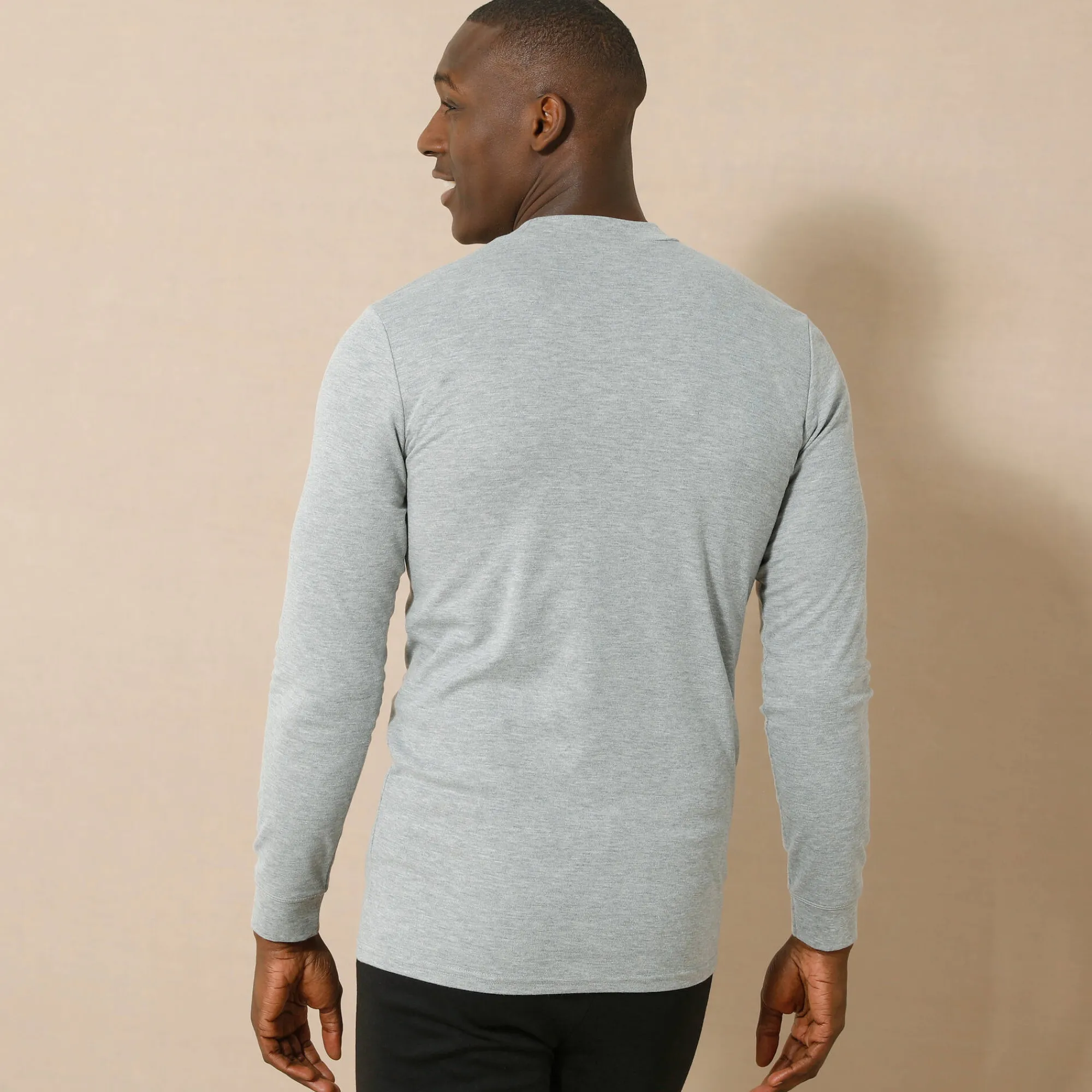 Ondergoed<Thermoperle Ondershirt voor heren, opstaande hals en lange mouwen, intense warmte - set van 2 chiné grijs