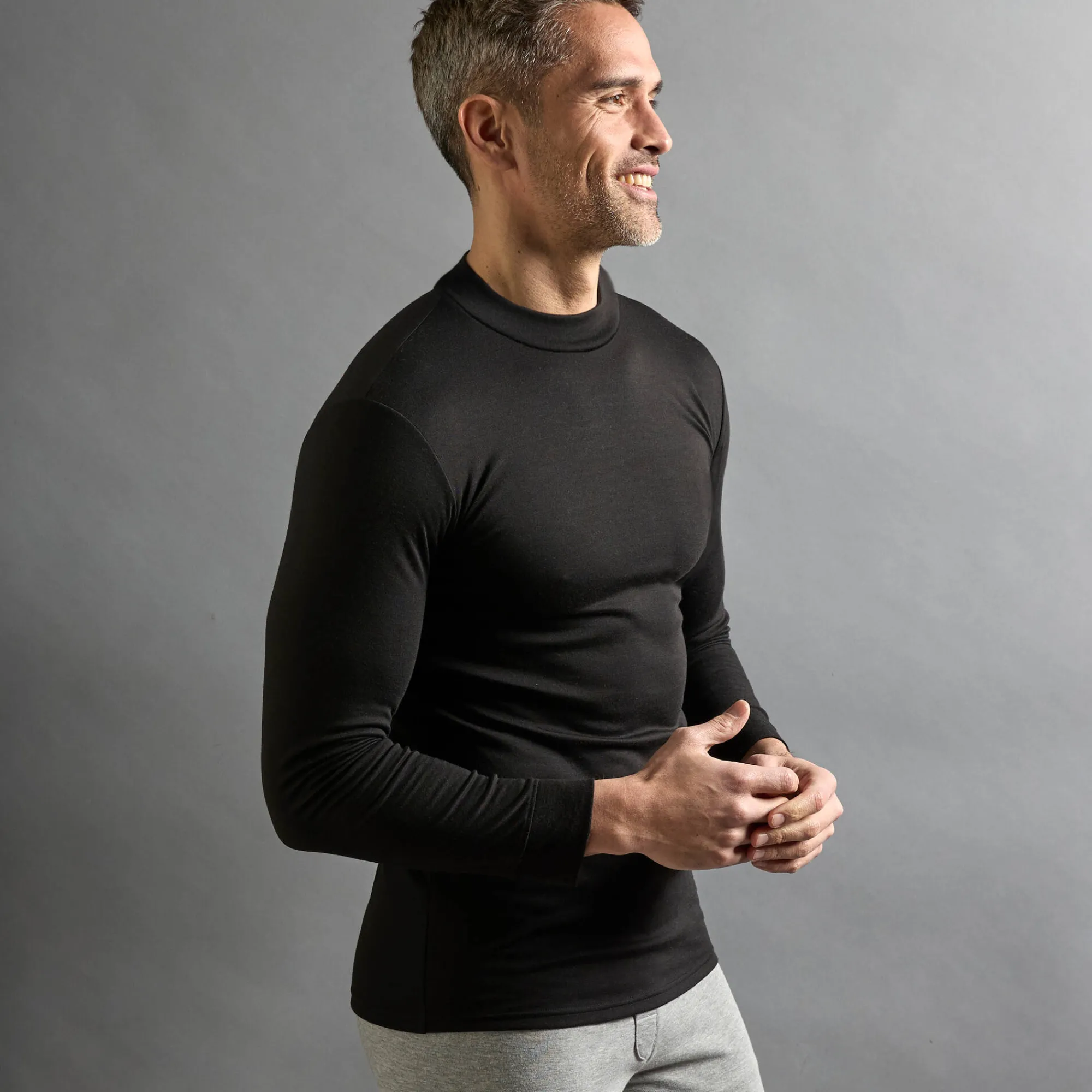 Ondergoed<Thermoperle Ondershirt voor heren, opstaande hals en lange mouwen, intense warmte - set van 2 zwart