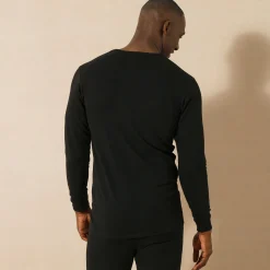 Ondergoed<Thermoperle Ondershirt voor heren, V-hals en lange mouwen, matige warmte - set van 2 zwart
