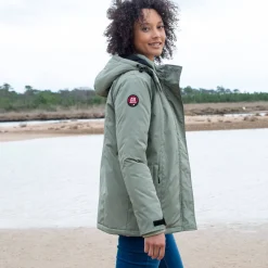 Parka En Donsjas<Outdoor Collection Ondoorlatende effen parka met fleecevoering amandel groen