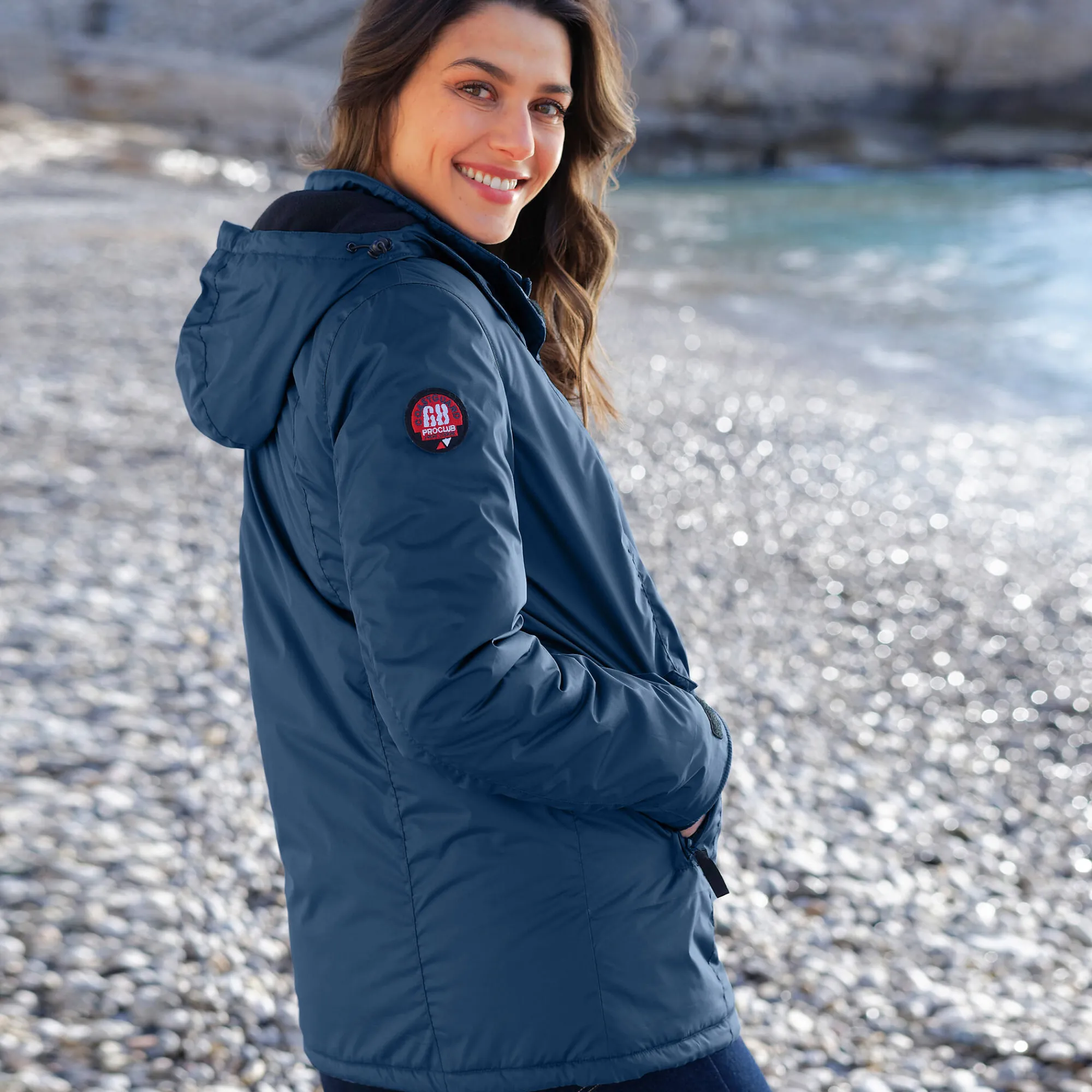 Parka En Donsjas<Outdoor Collection Ondoorlatende effen parka met fleecevoering grijsblauw