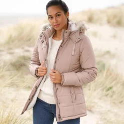 Parka En Donsjas<Blancheporte Ondoorlatende gewatteerde jas met kap grijsroze