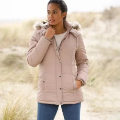 Parka En Donsjas<Blancheporte Ondoorlatende gewatteerde jas met kap grijsroze