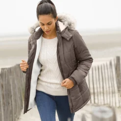 Parka En Donsjas<Blancheporte Ondoorlatende gewatteerde jas met kap donkertaupe