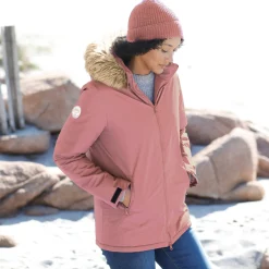 Parka En Donsjas<Blancheporte Ondoorlatende parka met rits en afneembare kap grijsroze