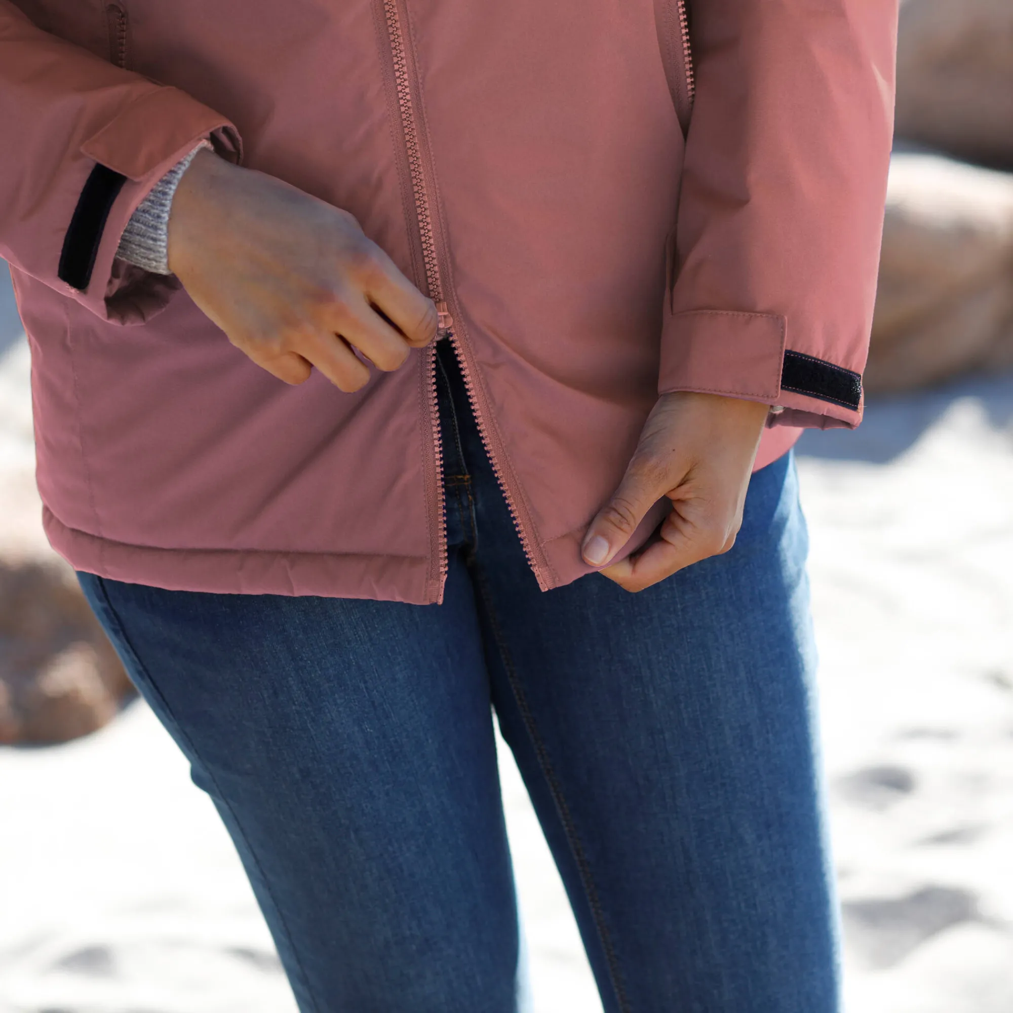 Parka En Donsjas<Blancheporte Ondoorlatende parka met rits en afneembare kap grijsroze