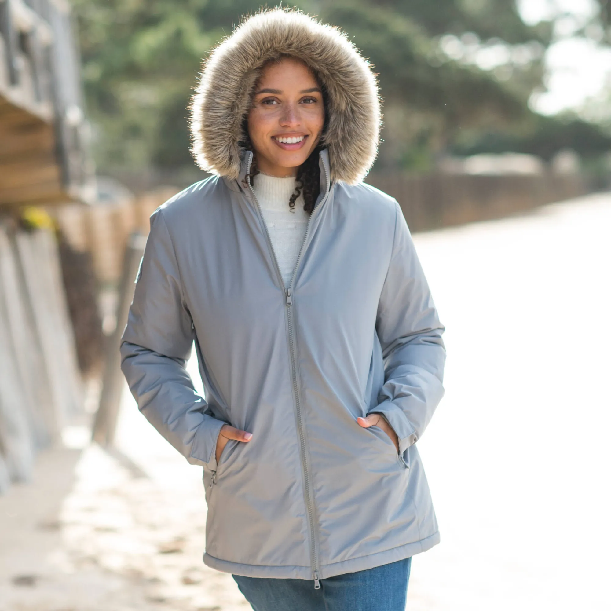Parka En Donsjas<Blancheporte Ondoorlatende parka met rits en afneembare kap grijs