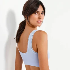 Beha<Blancheporte Onzichtbaar, naadloos behatopje in rekbare microvezel - set van 3 blauw + rozenhout + nude