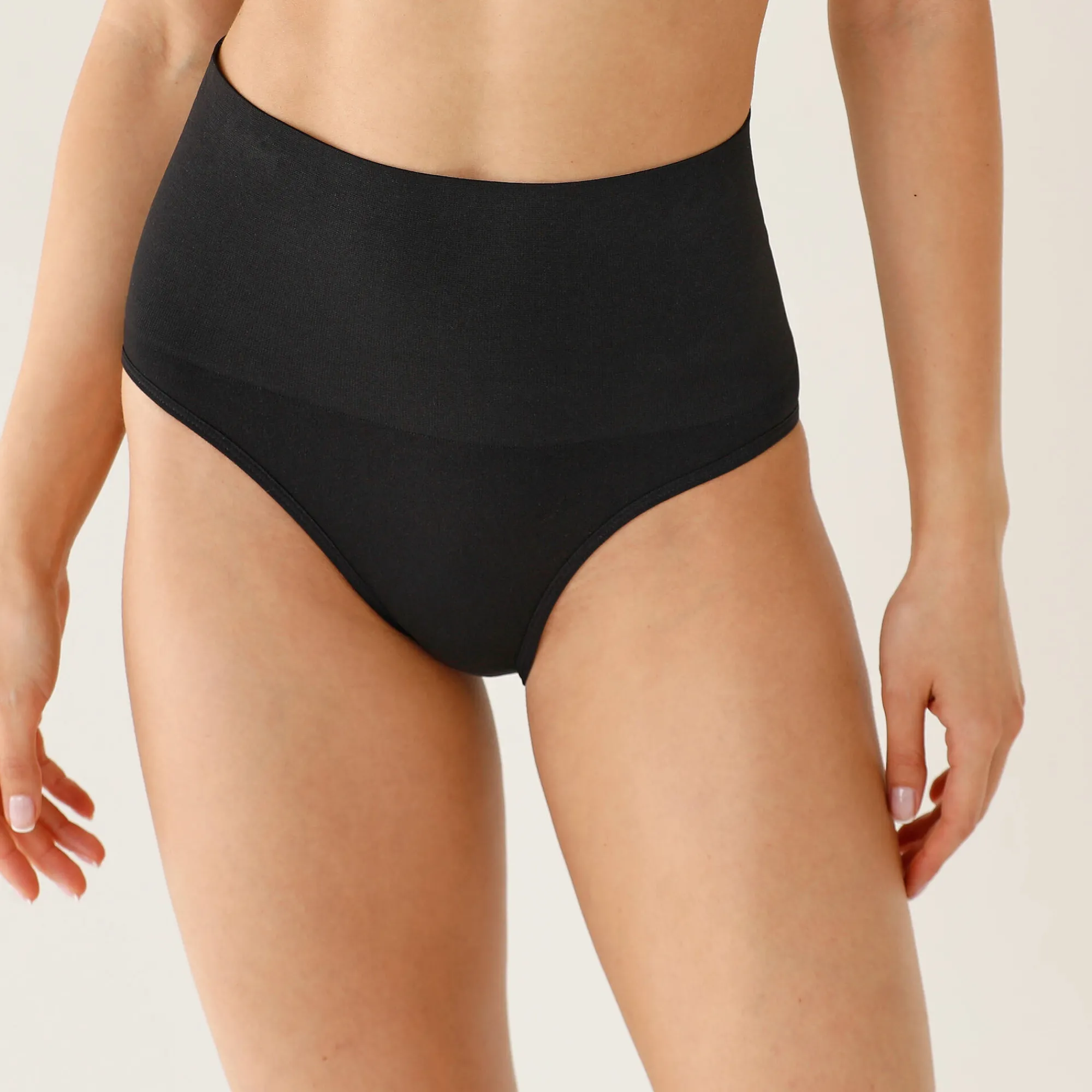 Slip En Shorty<Blancheporte Onzichtbare, naadloze tailleslip in rekbare microvezel - set van 2 zwart + huidkleur