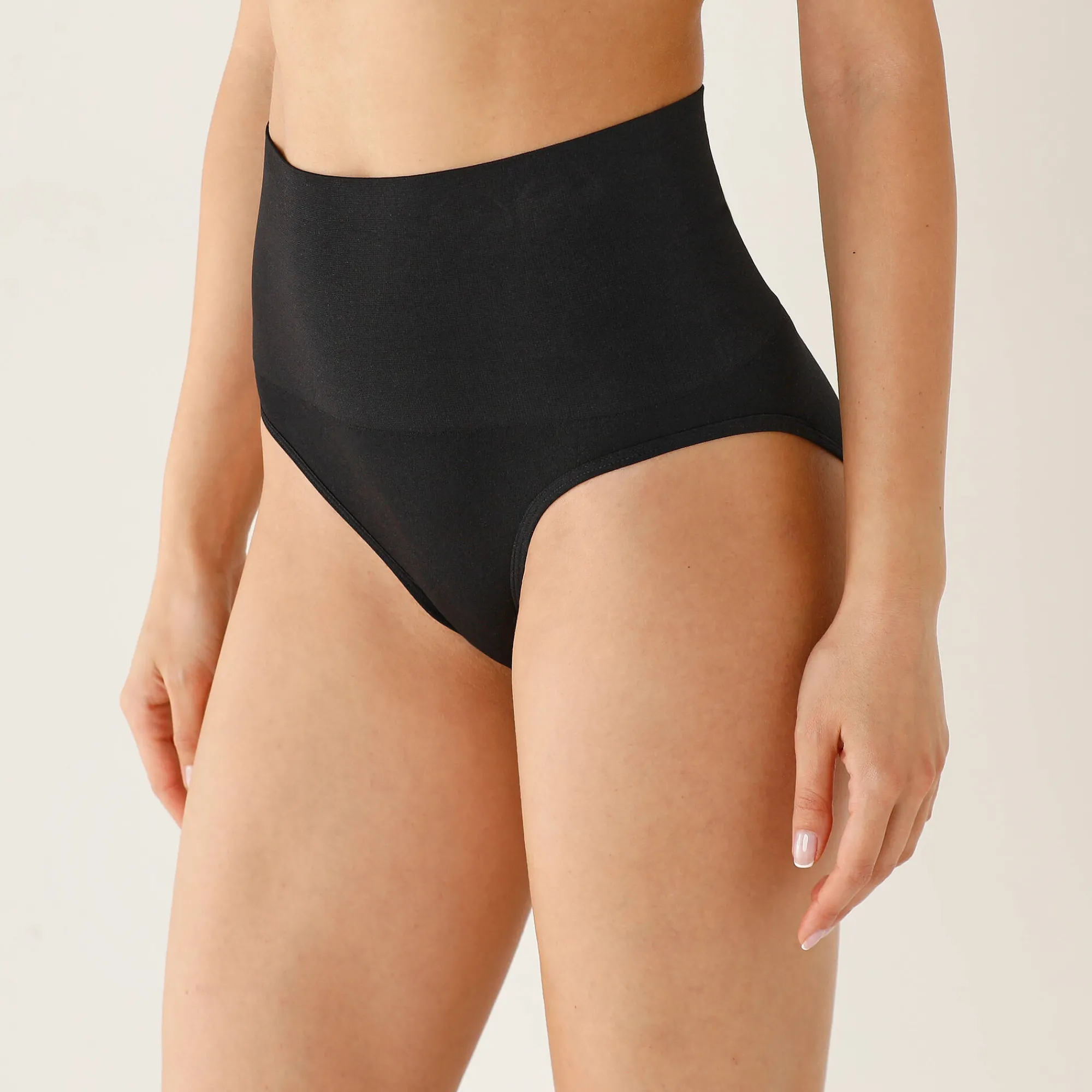 Slip En Shorty<Blancheporte Onzichtbare, naadloze tailleslip in rekbare microvezel - set van 2 zwart + huidkleur