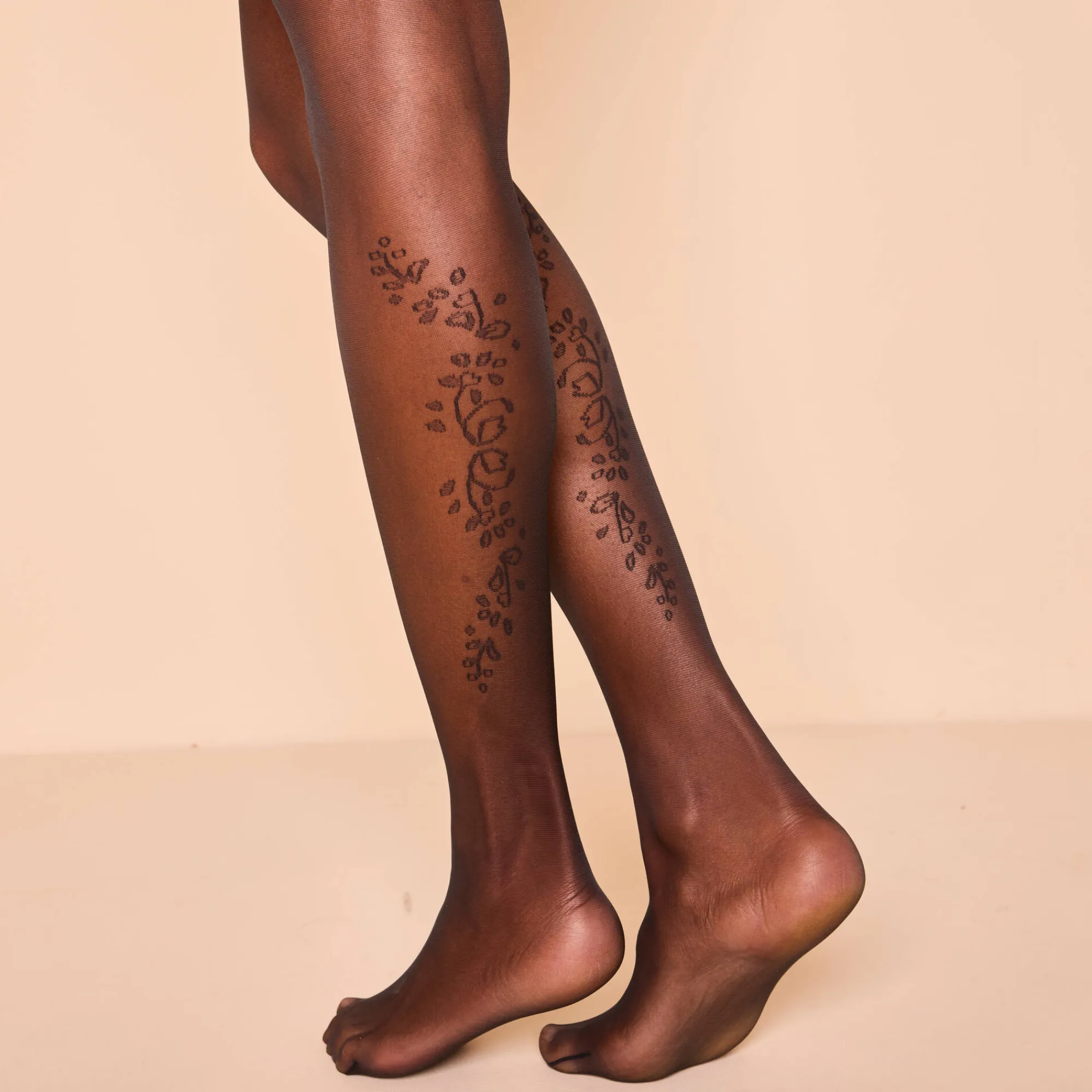 Feestelijke Lingerie|Panty’s, Kniekousen En Sokken<Blancheporte Opake panty met 'bloemen' tattoomotief - set van 2 2 zwart