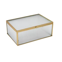 Feestdecoratie|Decoratieartikel<Blancheporte Opbergdoos in glas en metaal goudkleurig