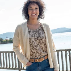 Trui En Vest<Blancheporte Open vest, mix van wol en mohair beige