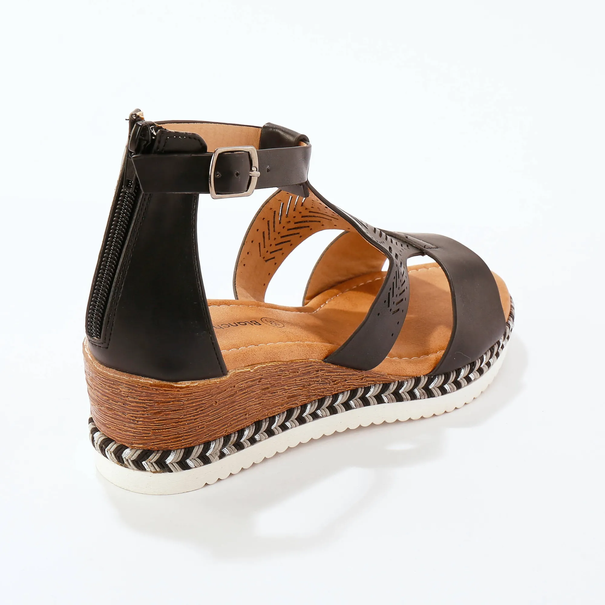 Sandalen En Espadrilles|Schoenen<Blancheporte Opengewerkte sleehaksandalen zwart