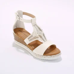 Sandalen En Espadrilles|Schoenen<Blancheporte Opengewerkte sleehaksandalen wit