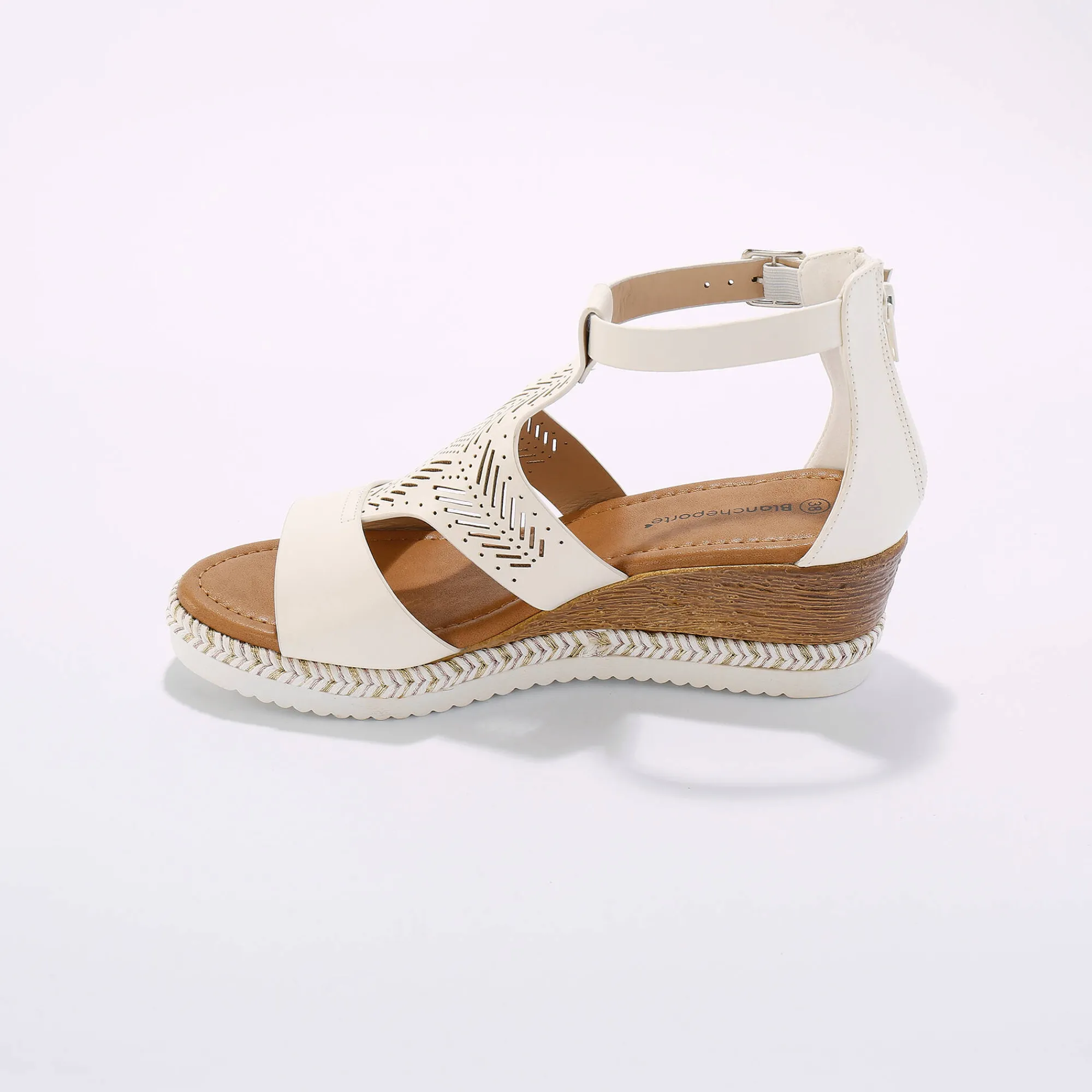 Sandalen En Espadrilles|Schoenen<Blancheporte Opengewerkte sleehaksandalen wit