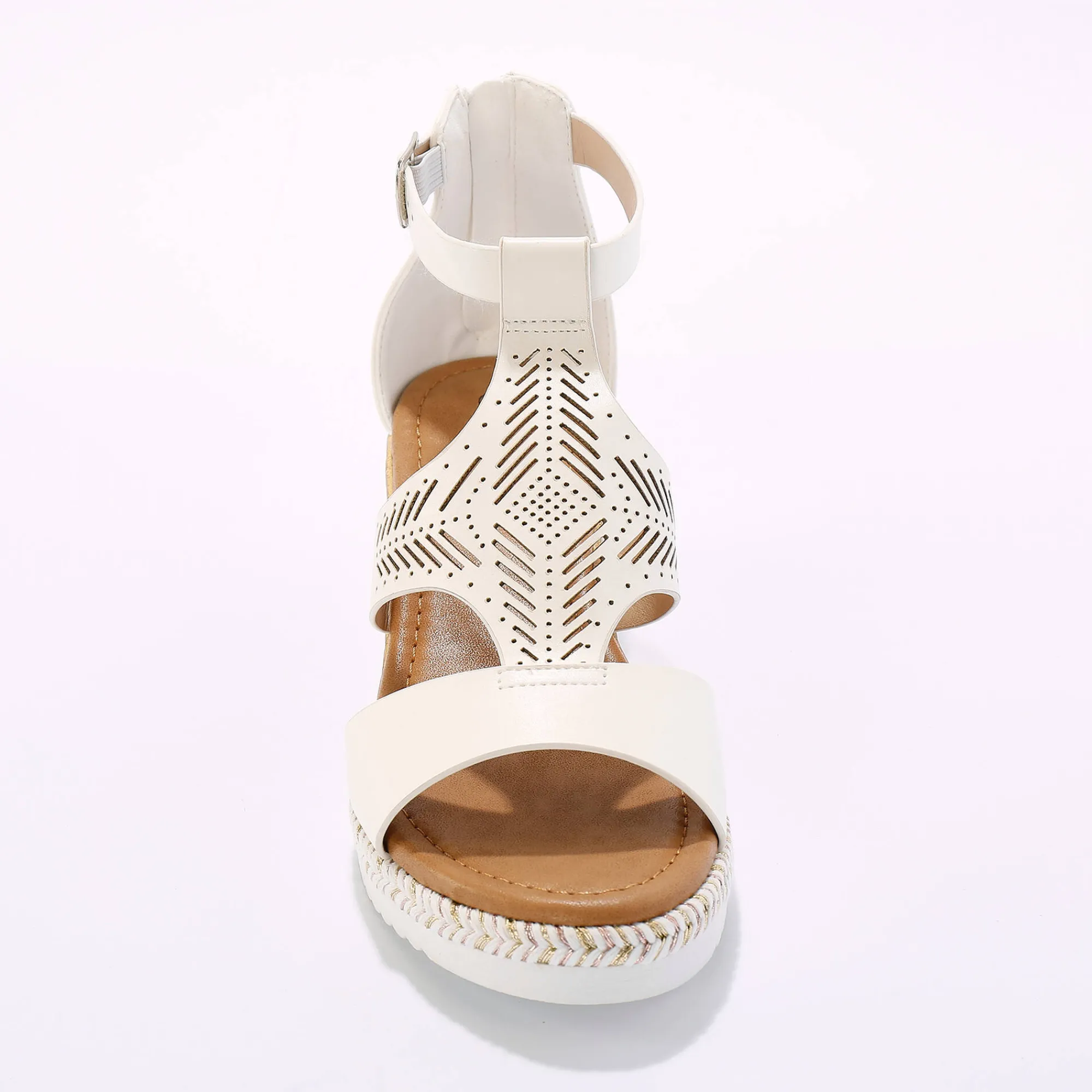 Sandalen En Espadrilles|Schoenen<Blancheporte Opengewerkte sleehaksandalen wit