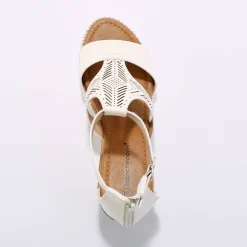 Sandalen En Espadrilles|Schoenen<Blancheporte Opengewerkte sleehaksandalen wit