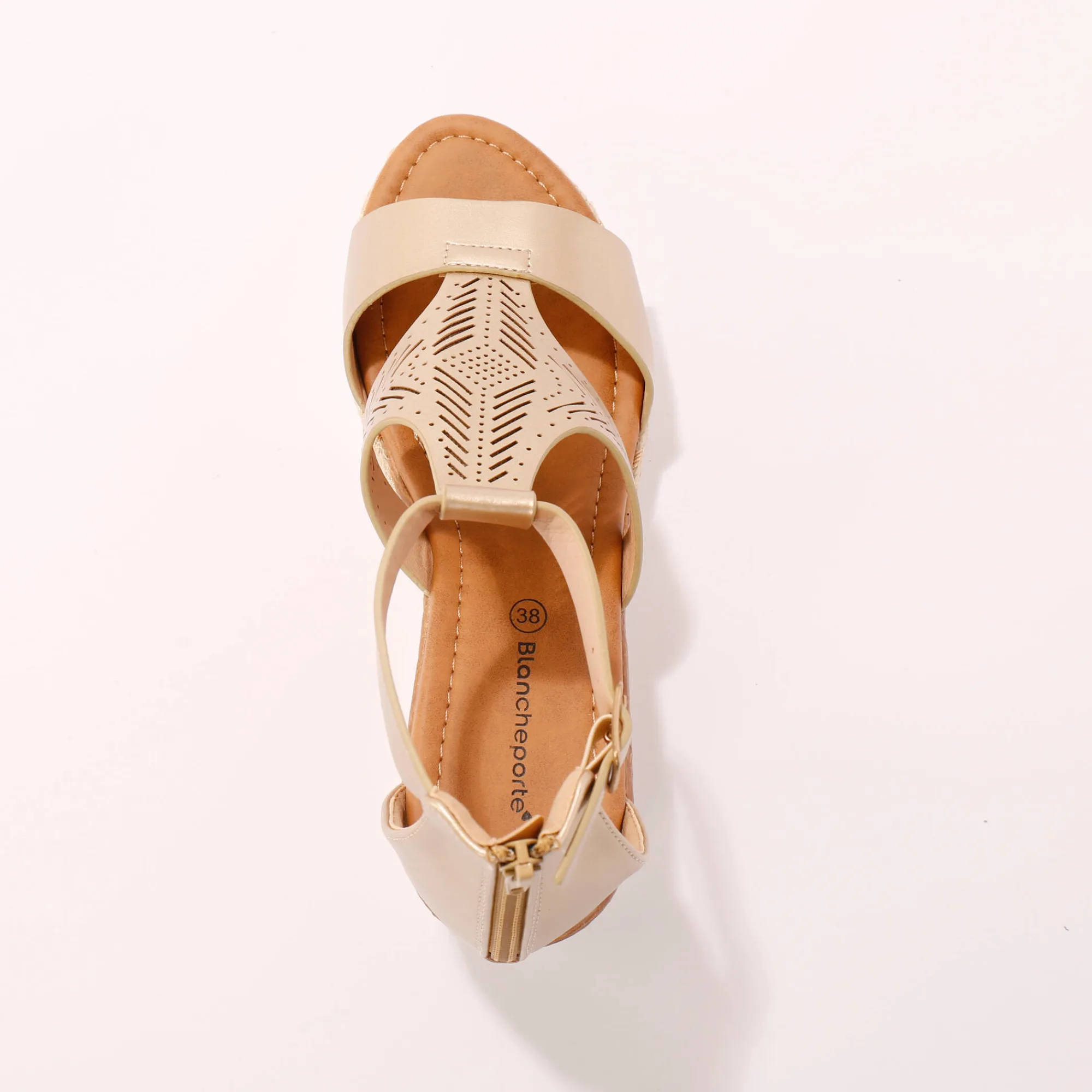 Sandalen En Espadrilles|Schoenen<Blancheporte Opengewerkte sleehaksandalen goudkleurig