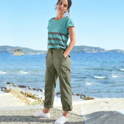 Broek<Blancheporte Oprolbare broek in battlestijl kaki