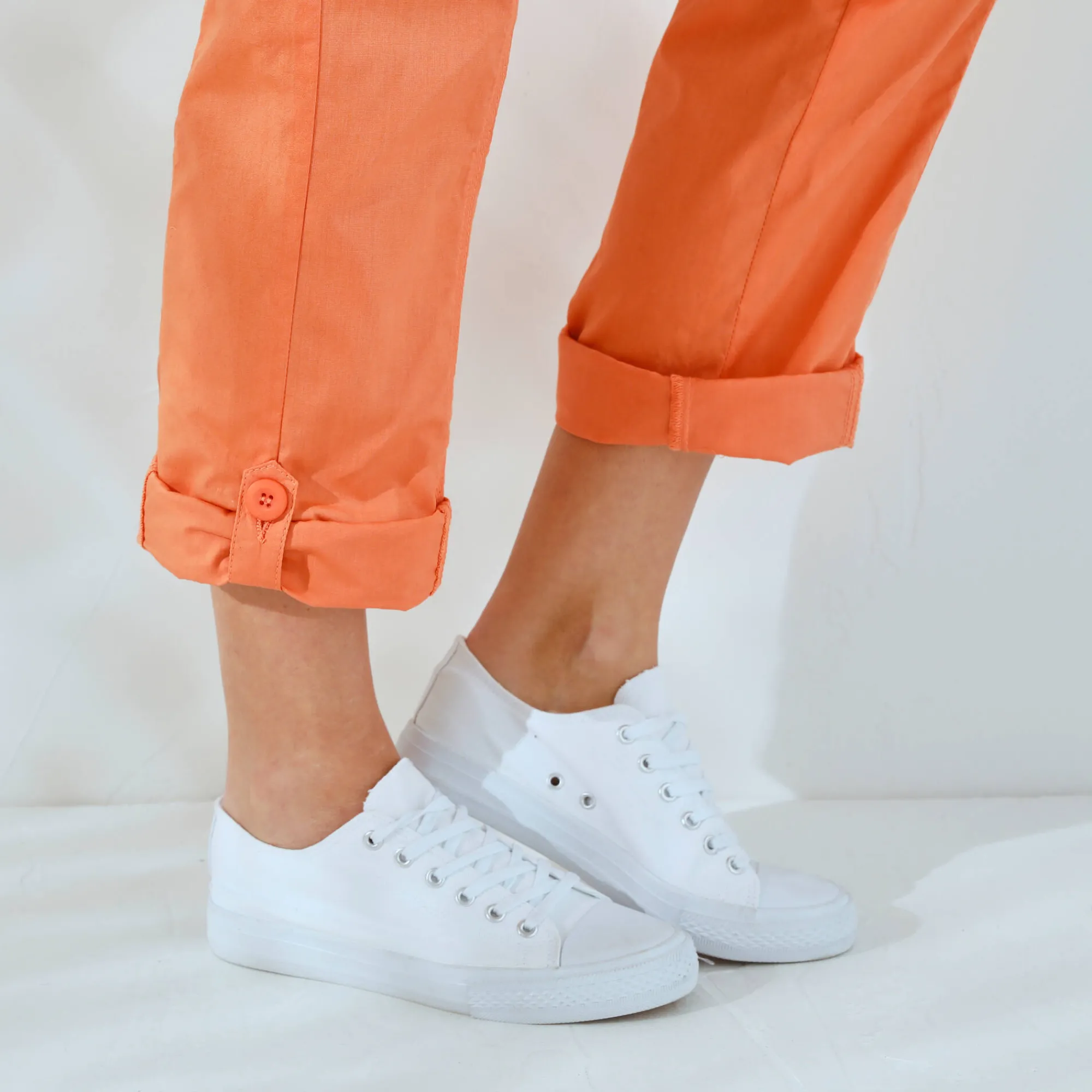 Broek<Blancheporte Oprolbare broek in battlestijl abrikoos