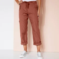 Broek<Blancheporte Oprolbare broek in battlestijl terracotta