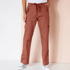 Broek<Blancheporte Oprolbare broek in battlestijl terracotta