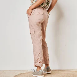 Broek<Blancheporte Oprolbare broek in battlestijl lichttaupe