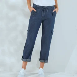 Jeans<Blancheporte Oprolbare jeans in battlestijl stone