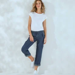 Jeans<Blancheporte Oprolbare jeans in battlestijl stone